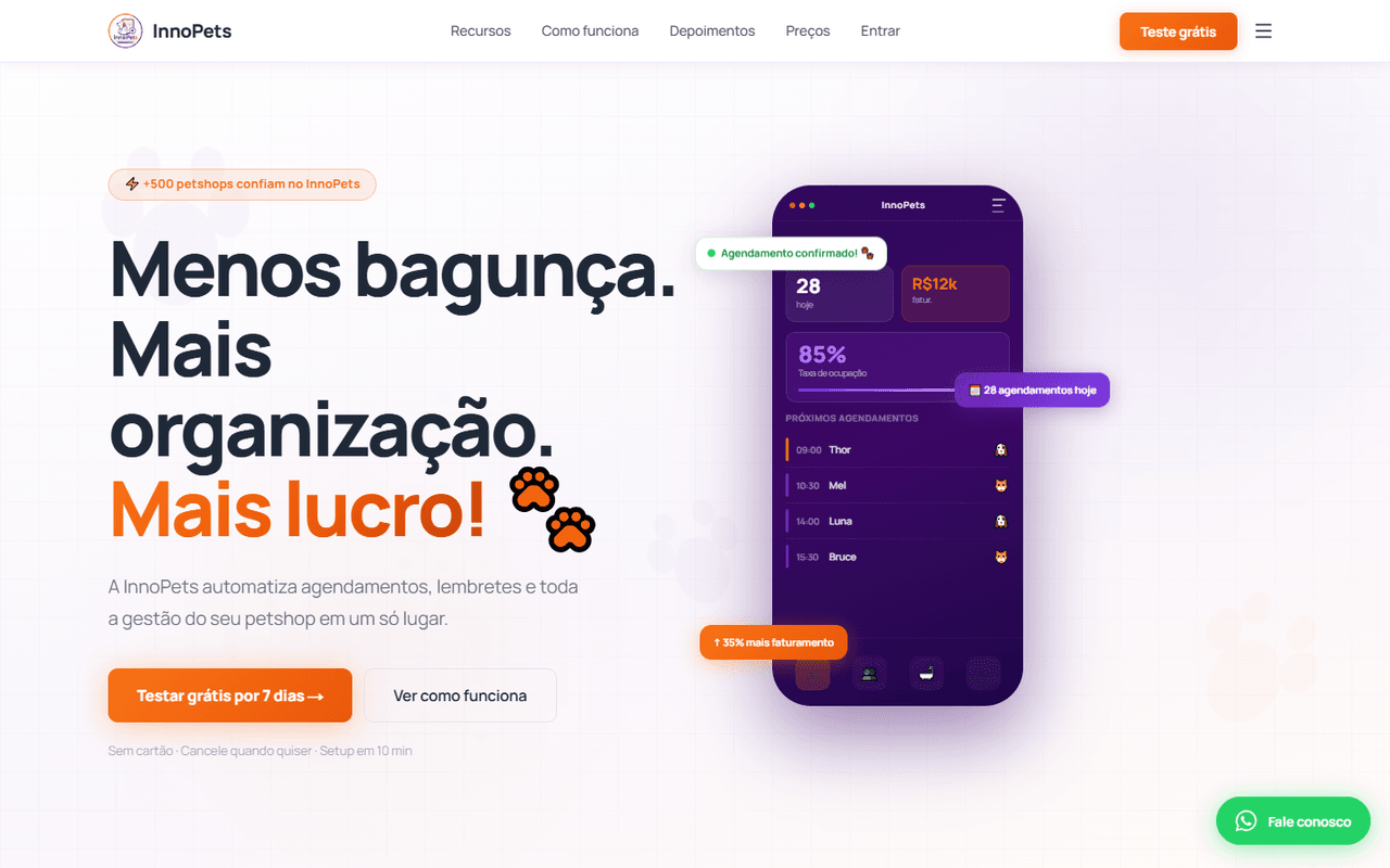 InnoPets — agendamento para petshops